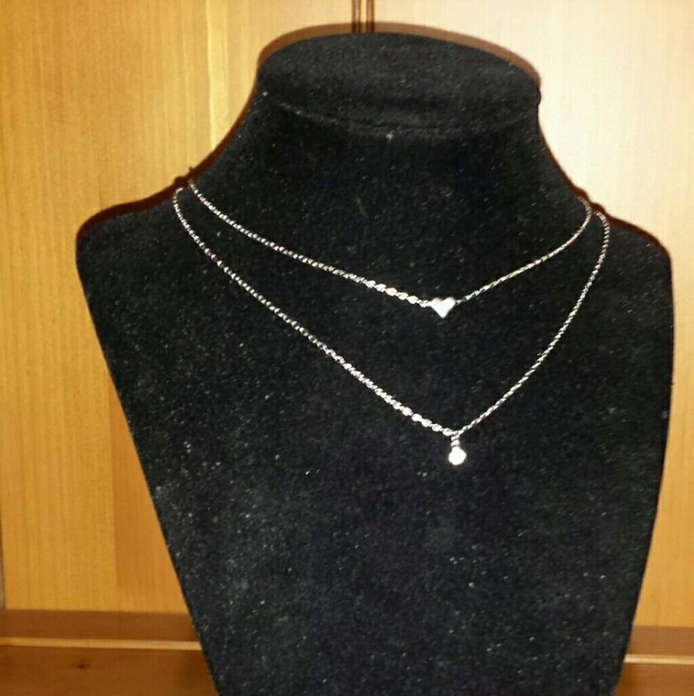 Dainty Silver 2 Strand Charm Necklace